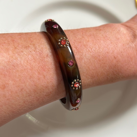 Kate spade Tortoise & Pink Rhinestone Bracelet NWT - Picture 2 of 7